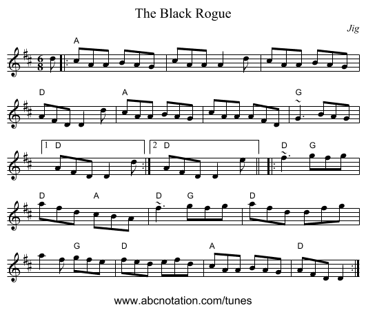 Black Rogue, The - staff notation