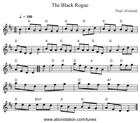Black Rogue, The - staff notation