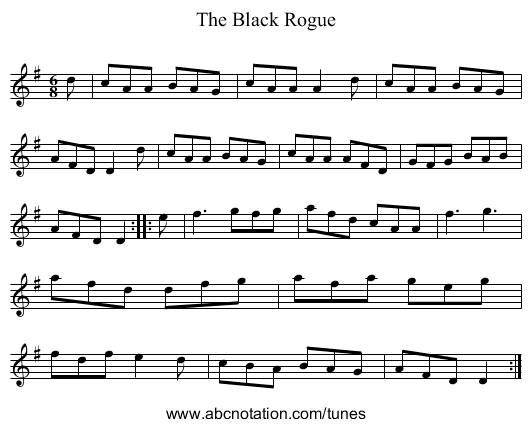 Black Rogue, The - staff notation