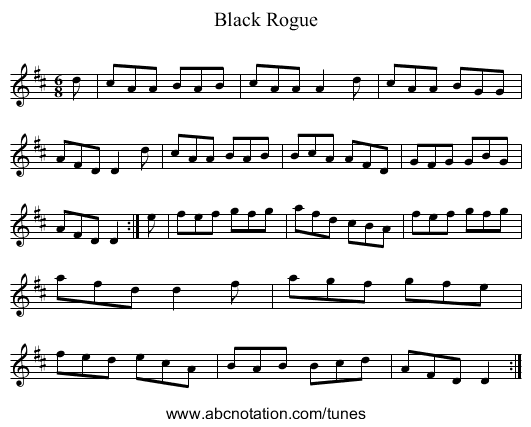 Black Rogue - staff notation