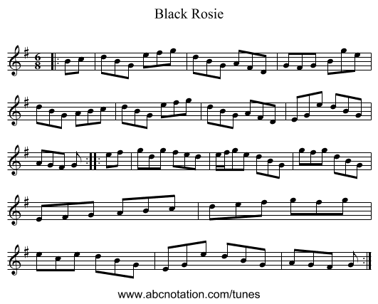 Black Rosie - staff notation