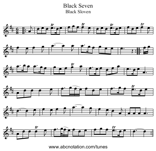 Black Seven - staff notation