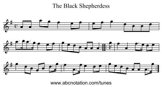 Black Shepherdess, The - staff notation