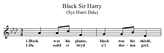 Black Sir Harry - staff notation