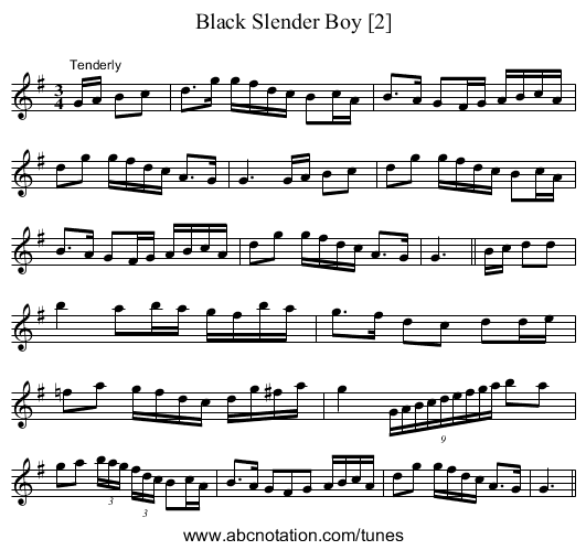 Black Slender Boy [2] - staff notation