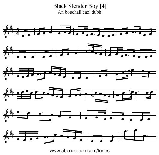 Black Slender Boy [4] - staff notation