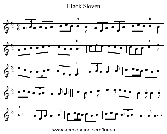 Black Sloven - staff notation