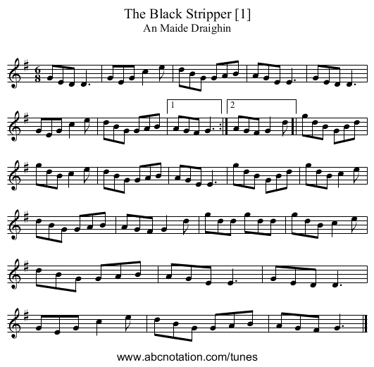 Black Stripper [1], The - staff notation