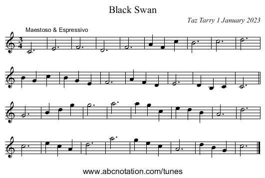 Black Swan - staff notation