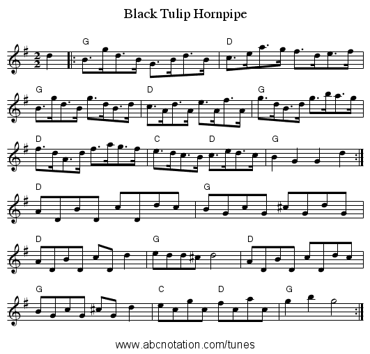 Black Tulip Hornpipe - staff notation