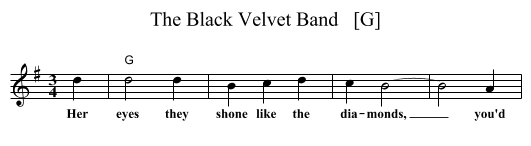 Black Velvet Band   [G], The  - staff notation