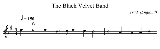 Black Velvet Band, The - staff notation