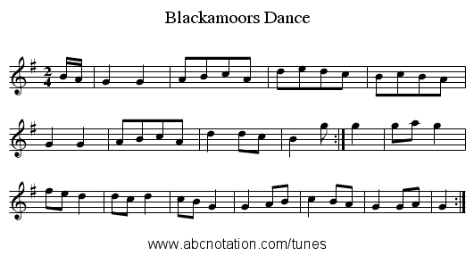 Blackamoors Dance - staff notation