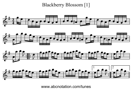 Blackberry Blossom [1] - staff notation