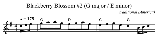 Blackberry Blossom #2 (G major / E minor) - staff notation