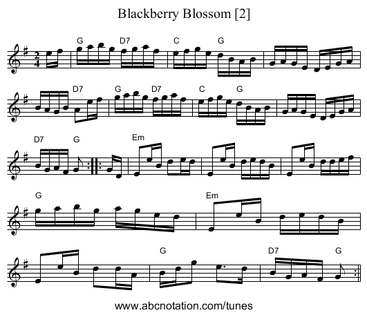 Blackberry Blossom [2] - staff notation