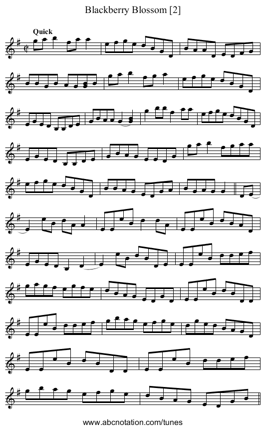 Blackberry Blossom [2] - staff notation