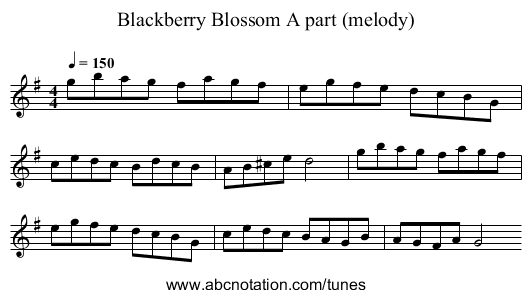 Blackberry Blossom A part (melody) - staff notation