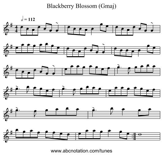 Blackberry Blossom (Gmaj) - staff notation