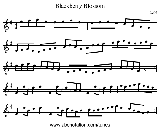 Blackberry Blossom - staff notation