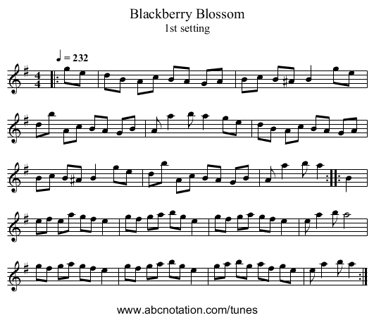 Blackberry Blossom - staff notation