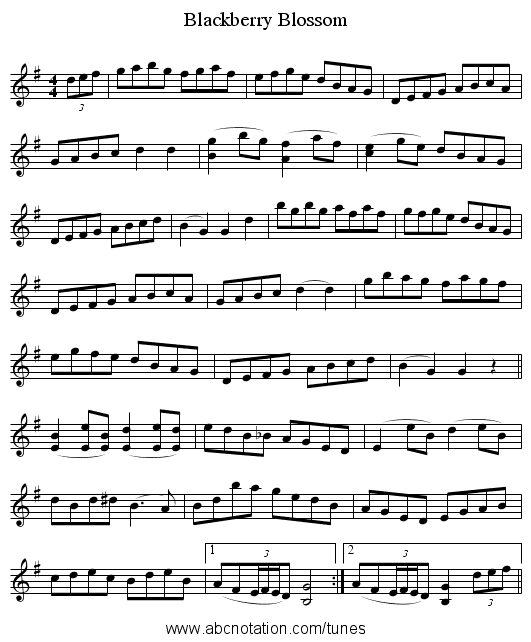 Blackberry Blossom - staff notation