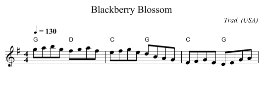 Blackberry Blossom - staff notation