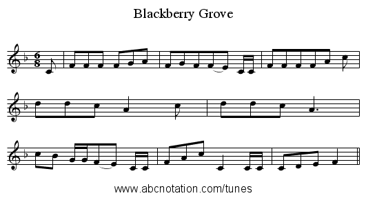 Blackberry Grove - staff notation