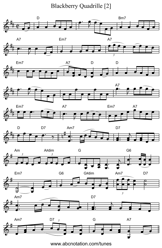Blackberry Quadrille [2] - staff notation