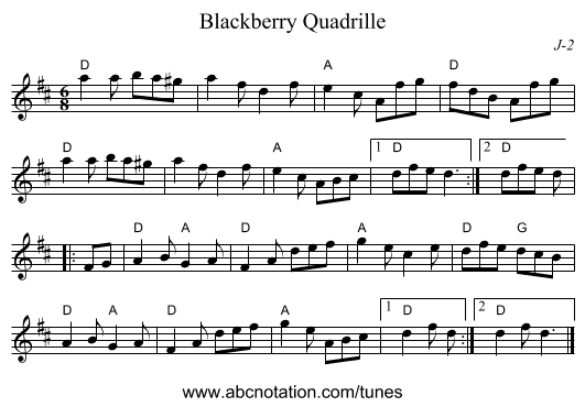 Blackberry Quadrille - staff notation