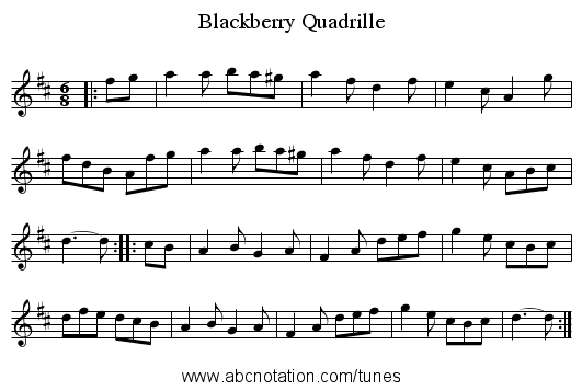 Blackberry Quadrille - staff notation