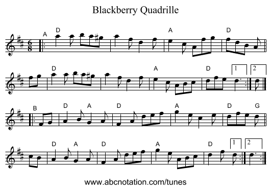 Blackberry Quadrille - staff notation