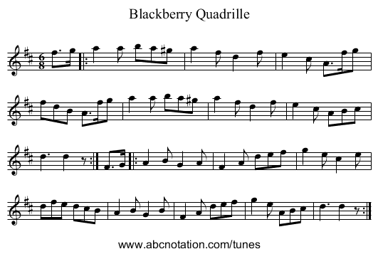 Blackberry Quadrille - staff notation