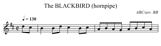 BLACKBIRD (hornpipe), The - staff notation