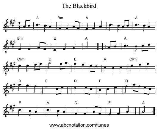 Blackbird, The - staff notation
