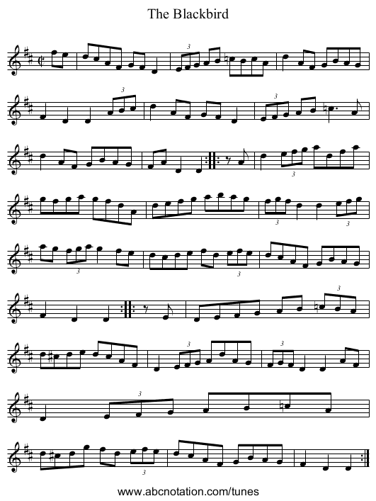Blackbird, The - staff notation