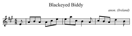 Blackeyed Biddy - staff notation