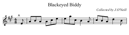 Blackeyed Biddy - staff notation