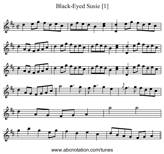 Black-Eyed Susie [1] - staff notation