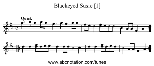Blackeyed Susie [1] - staff notation
