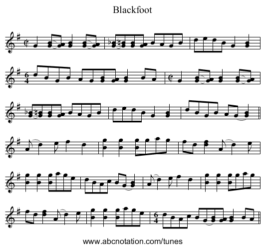 Blackfoot - staff notation