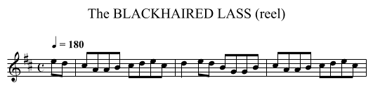 BLACKHAIRED LASS (reel), The - staff notation