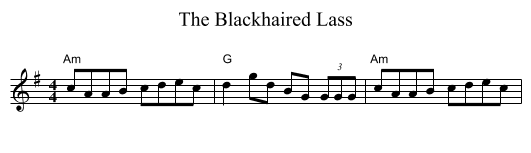 Blackhaired Lass, The  - staff notation