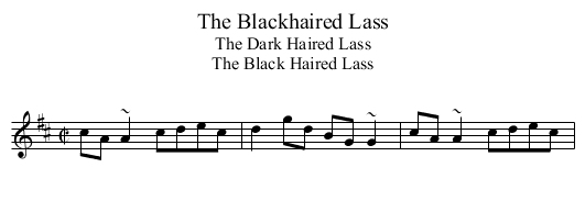 Blackhaired Lass, The - staff notation