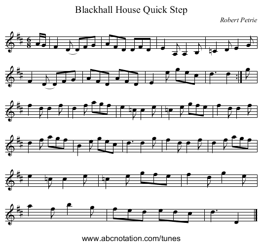 Blackhall House Quick Step - staff notation