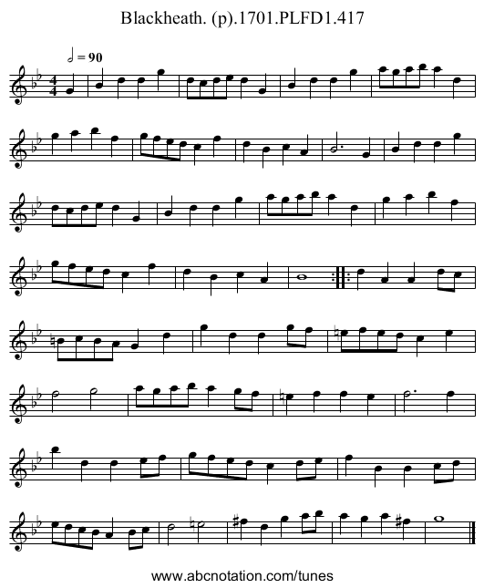 Blackheath. (p).1701.PLFD1.417 - staff notation