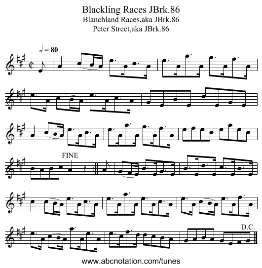 Blackling Races JBrk.86 - staff notation