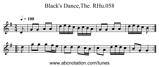 Black's Dance,The. RHu.058 - staff notation