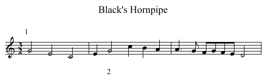 Black's Hornpipe - staff notation