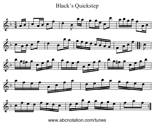 Black’s Quickstep - staff notation